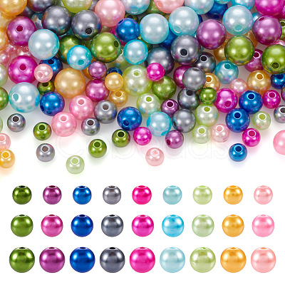 Pandahall 540Pcs 27 Style Spray Painted ABS Plastic Imitation Pearl Beads OACR-TA0001-18-1