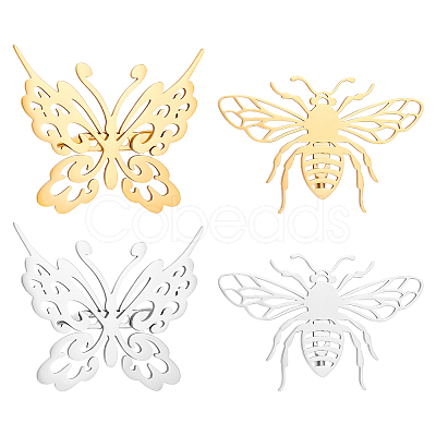 Unicraftale 4Pcs 4 Style Butterfly & Bee Brooches STAS-UN0034-84-1