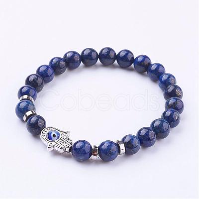 Natural Lapis Lazuli(Dyed) Stretch Bracelets BJEW-JB03146-03-1