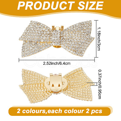 ARRICRAFT 4Pcs 2 Colors Bowknot Crystal Glass Rhinestone Shoe Decoration FIND-AR0004-55-1