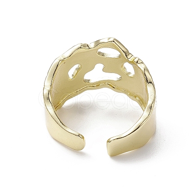 Rack Plating Brass Open Cuff Ring RJEW-K257-50G-1