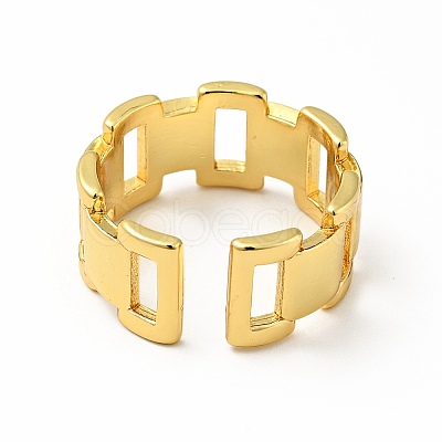 Brass Rectangle Open Cuff Ring for Men Women RJEW-A008-07G-1