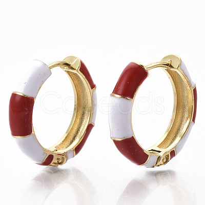 Brass Huggie Hoop Earrings EJEW-S209-08D-1