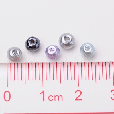 Silver-Grey Mix Pearlized Glass Pearl Beads HY-X006-4mm-13-1