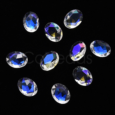 Oval Transparent Glass Cabochons MRMJ-T009-103-1