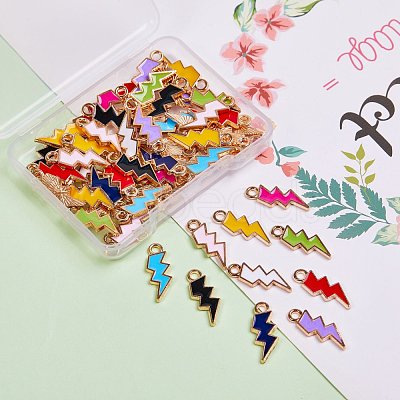 60Pcs 10 Colors Light Gold Plated Alloy Enamel Pendants sgENAM-SZ0001-33LG-1