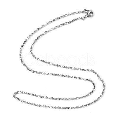 Tarnish Resistant 304 Stainless Steel Necklaces Unisex Rolo Chain Necklaces NJEW-507L-6-1