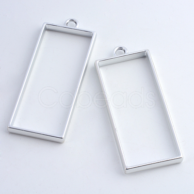 Rack Plating Alloy Rectangle Open Back Bezel Pendants X-PALLOY-S047-11B-FF-1