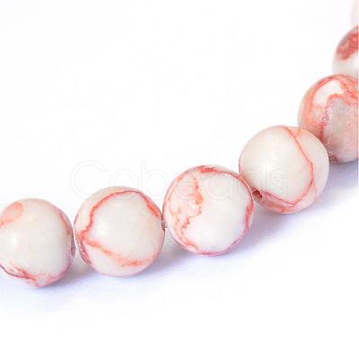 Natural Red Netstone Round Bead Strands G-E334-8mm-06-1