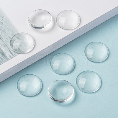 Transparent Glass Cabochons X-GGLA-R026-20mm-1