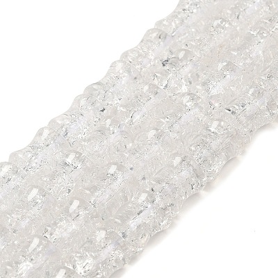 Transparent Crackle Glass Beads Strands GLAA-D025-01K-1