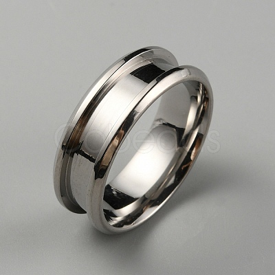 304 Stainless Steel Grooved Finger Ring Settings RJEW-WH0010-08D-P-1