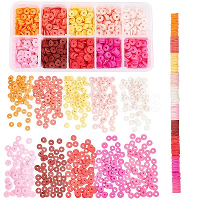 SUNNYCLUE 610Pcs 10 Colors Handmade Polymer Clay Bead Strands 