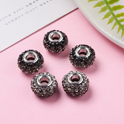 Two Tone Grade A Rhinestone Resin European Beads for Charm Bracelets X-RPDL-RPDL-N007-12-1