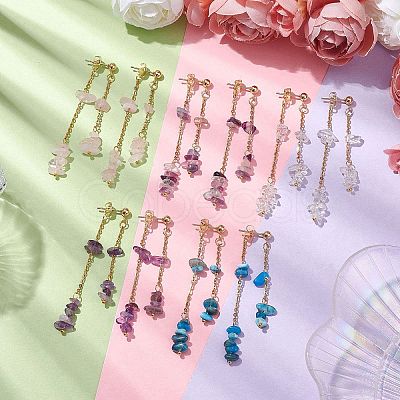 Natural Mixed Stone Dangle Earring EJEW-JE05947-1