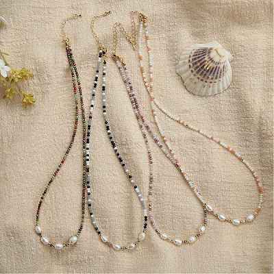 4Pcs 4 Colors Glass Beaded Necklaces Sets NJEW-SZ0001-39-1