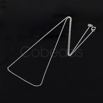 Anti-Tarnish Trendy Unisex Rhodium Plated Sterling Silver Cable Chains Necklaces X-STER-M034-B-07-1