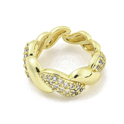 Brass Micro Pave Clear Cubic Zirconia Cuff Ring RJEW-Z035-01G-1