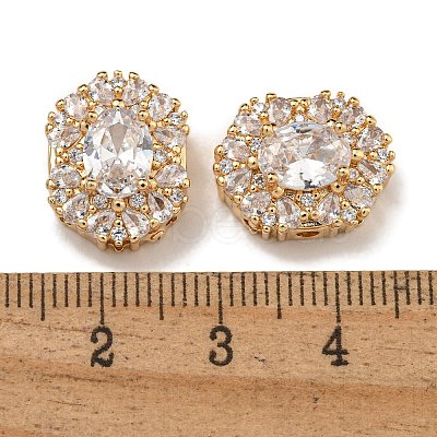 Oval Brass Micro Pave Cubic Zirconia Beads KK-U037-04G-01-1