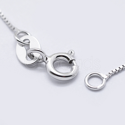 Anti-Tarnish Rhodium Plated 925 Sterling Silver Box Chain Necklaces STER-F039-45cm-03P-1