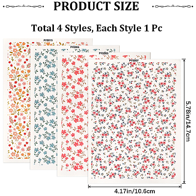 CRASPIRE 8 Sheets 4 Style Flower Pattern Ceramics Clay Water Transfer Paper DIY-CP0010-36A-02-1