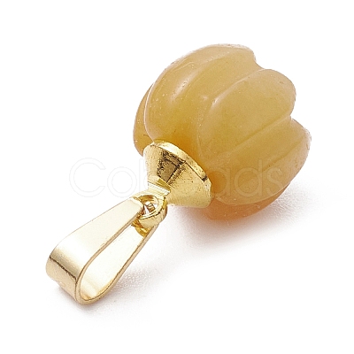 Natural Yellow Aventurine Pumpkin Charms with Golden Tone 304 Stainless Steel Snap on Bails PALLOY-JF02349-02-1