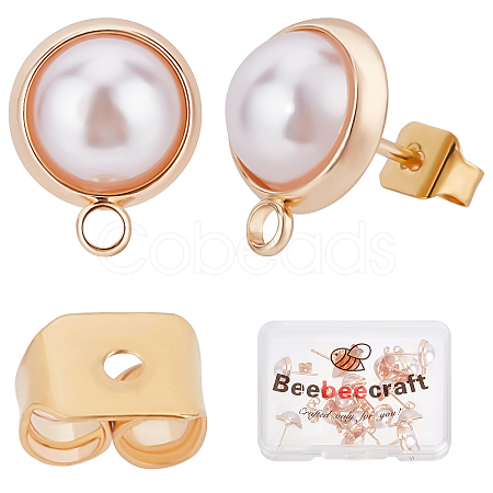 Beebeecraft 20Pcs Brass Stud Earring Findings KK-BBC0002-38-1