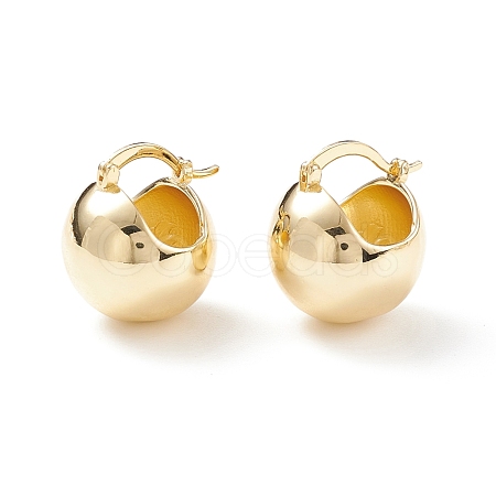 Rack Plating Brass Round Ball Chunky Hoop Earrings for Women EJEW-C029-04G-1