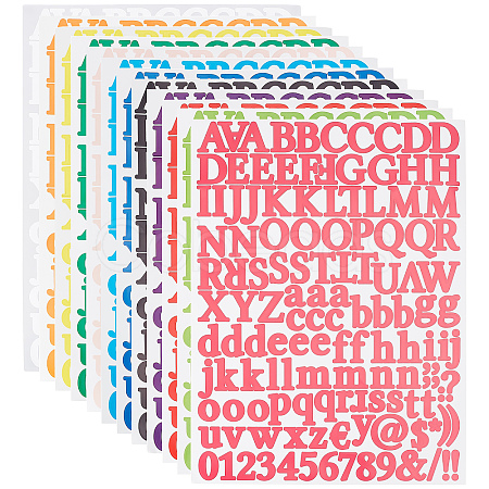 CRASPIRE 12 Sheets 12 Colors PVC Alphabet Number Stickers DIY-CP0008-66-1