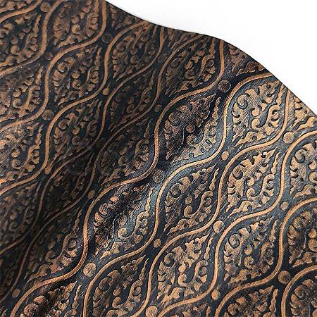 Embossed Flower Pattern Imitation Leather Fabric PW-WG86230-03-1