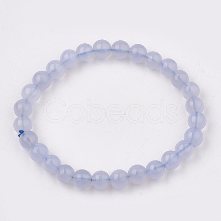 Natural Blue Lace Agate Stretch Bracelets BJEW-S138-01D-1