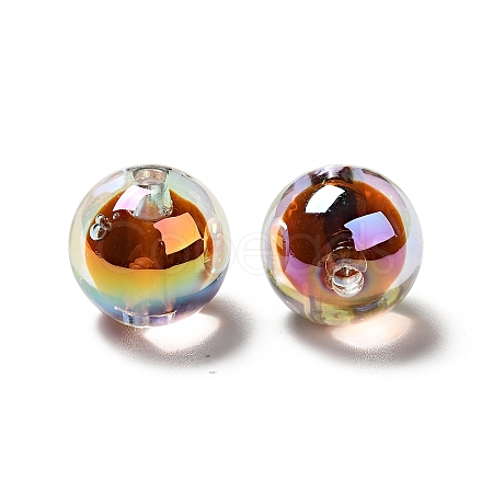 UV Plating Rainbow Iridescent Transparent Acrylic Beads OACR-A014-04-1