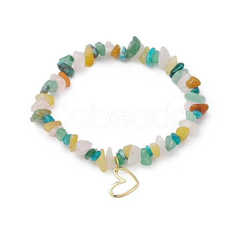 Natural Mixed Stone Chips Beaded Stretch Bracelets BJEW-JB11117-1