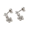 925 Sterling Silver Micro Pave Cubic Zirconia Stud
Earrings for Women, Flower, Platinum, 11x5.5mm