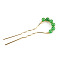 Alloy Hair Forks, with Green Aventurine, Hair Accessories for Women Girls, Lime Green, 104x8mm