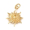 Ion Plating(IP) 304 Stainless Steel Pendants, with Jump Ring, Sun Charms, Real 14K Gold Plated, 19.5x15.5x3.5mm, Hole: 3.4mm