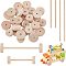 Olycraft Birchwood Wheel and Birchwood Sticks, DIY Accessories, Flat Round & Column, BurlyWood, 28x10mm, Hole: 5mm, 64pcs/set