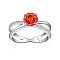 925 Sterling Silver Micro Pave Cubic Zirconia Plain Band Rings, Real Platinum Plated, Flat Round, Red, US Size 7(17.3mm)