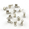 Iron Folding Crimp Ends, Fold Over Crimp Cord Ends, Platinum, 7x4x4mm, Hole: 1mm, Inner Diameter: 3mm