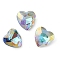 Glass Rhinestone Cabochons, Flat Back & Back Plated, Faceted, Heart, Bermuda Blue, 10x10x5mm