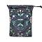 Butterfly Printed Velvet Storage Bags, Drawstring Pouches Tarot Packaging Bags, Rectangle, Medium Sea Green, 18x13cm