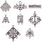 Tibetan Style Chandelier Component Links, Mixed Shapes, Antique Silver, 8.2x8.2x2.7cm