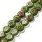 Handmade Millefiori Lampwork Beads Strands, Flat Round, Olive Drab, 8x3mm, Hole: 0.7mm, about 47pcs/strand, 14.29''(36.3cm)