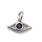 Brass Micro Pave Cubic Zirconia Charms, Long-Lasting Plated, Lead Free & Cadmium Free, Platinum, Eye, Medium Blue, 7x12x2mm, Hole: 3mm