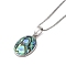 Rack Plating Natural Paua Shell Pendants Necklace, Brass Box Chain Necklaces, Oval, 17.72 inch(45cm), Pendant: 22.5~23x15mm