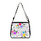 Flower Printed Polyester Shoulder Bags, for Women Bags, Rectangle, White, 28.5x24x7.5cm