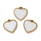 Ion Plating(IP) 304 Stainless Steel Charms, with Pave Shell, Heart Charm, Real 18K Gold Plated, 10x10x1.5mm, Hole: 1mm