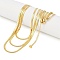 304 Stainless Steel Flat Snake Chain 3 Layer Necklaces, Golden, 14.96 inch(38cm)