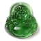 Glass Pendants, Figure of Buddha, Green, 39x36x14mm, Hole: 1mm