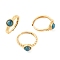 Round Natural Apatite Adjustable Rings, Brass Ring for Women, Long-Lasting Plated, Lead Free & Cadmium Free, Golden, Inner Diameter: 18mm